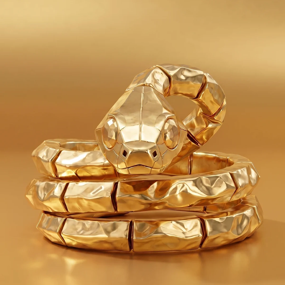 The LILITH serpent in yellow gold, coiled three times