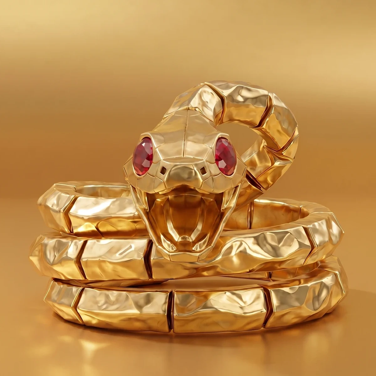 Yellow gold serpent with its jaw open as a working cigarette holder
