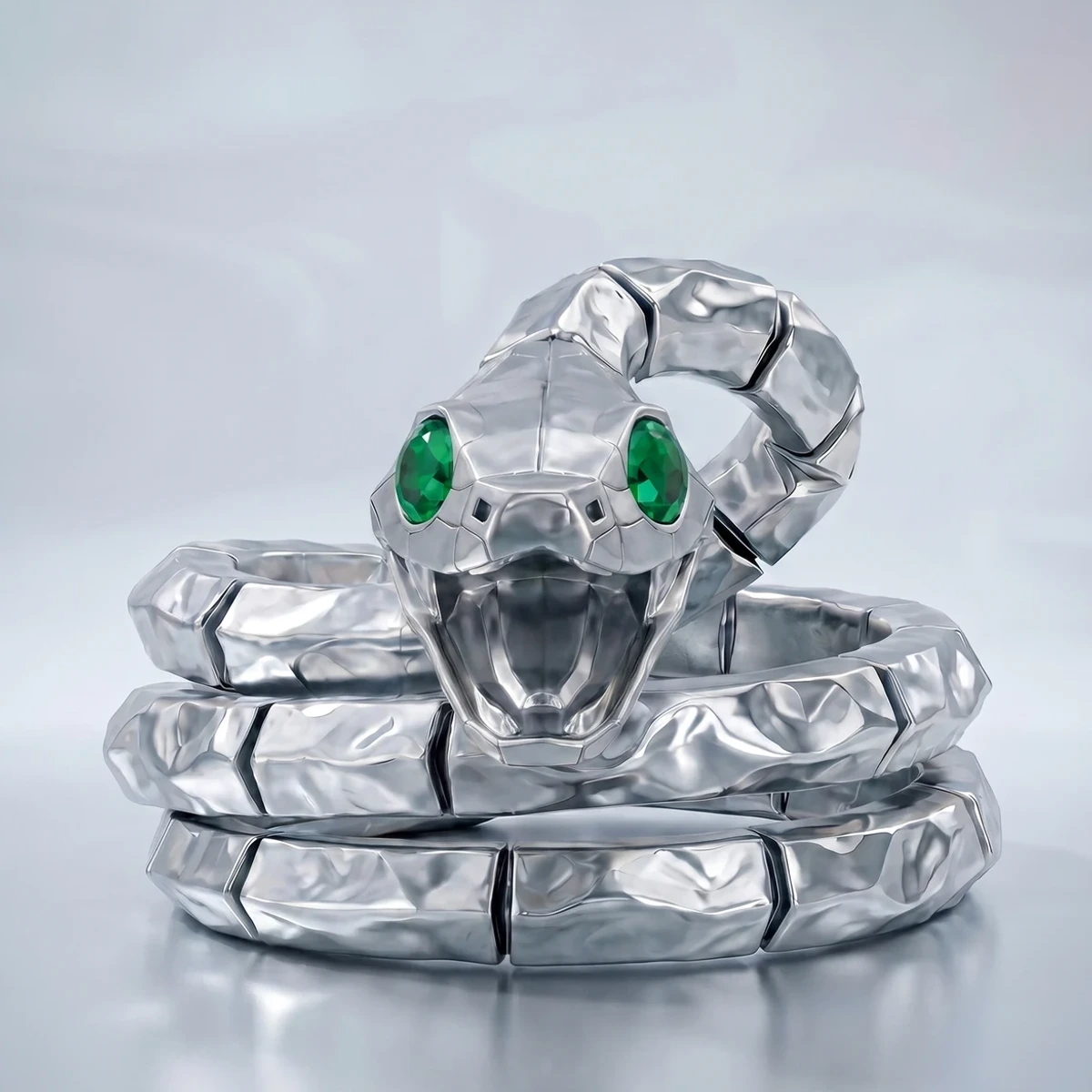 Platinum serpent, mouth open